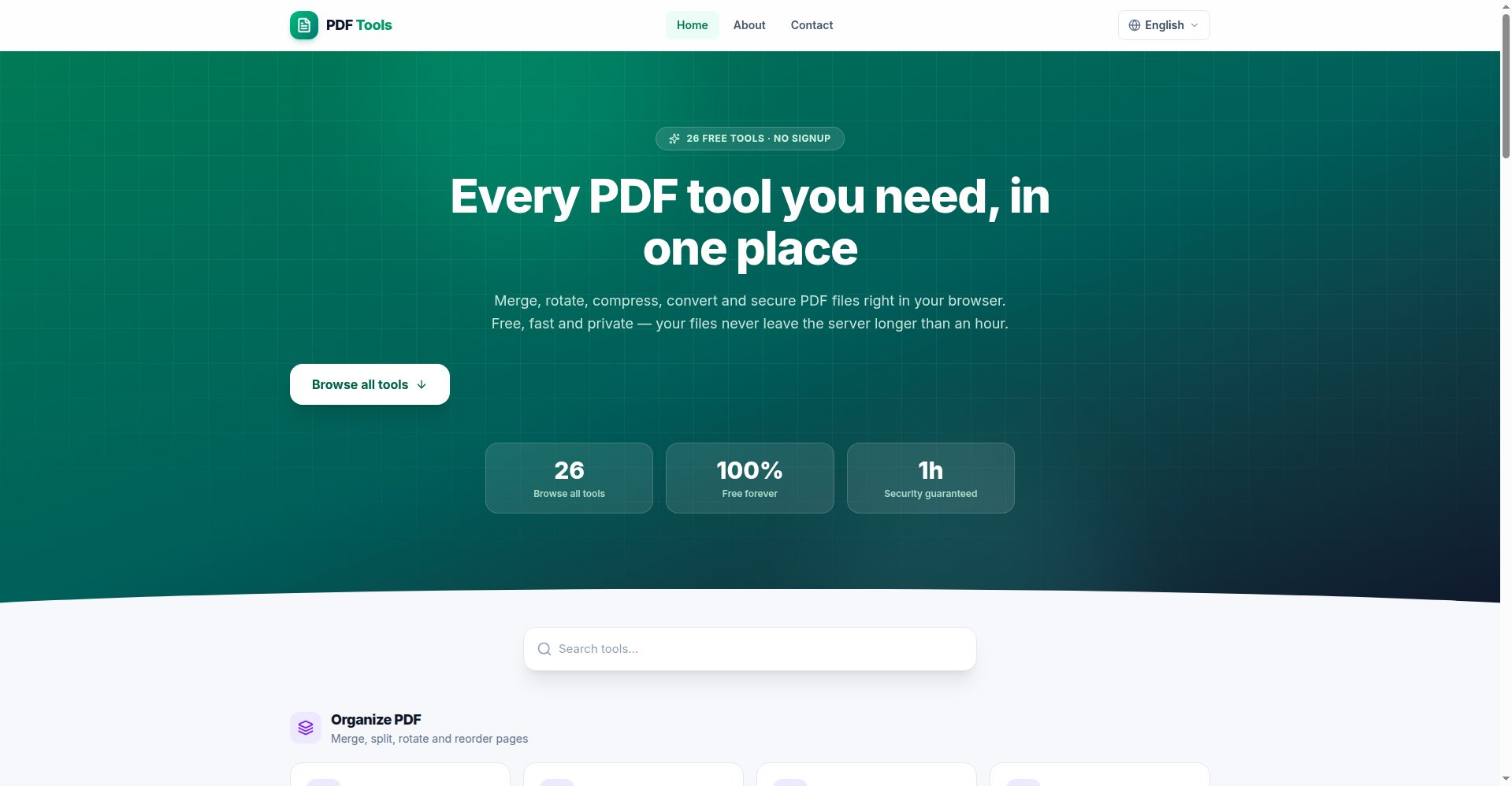 PDF Tools — 26-in-1 Online PDF Toolkit (Next.js 15)