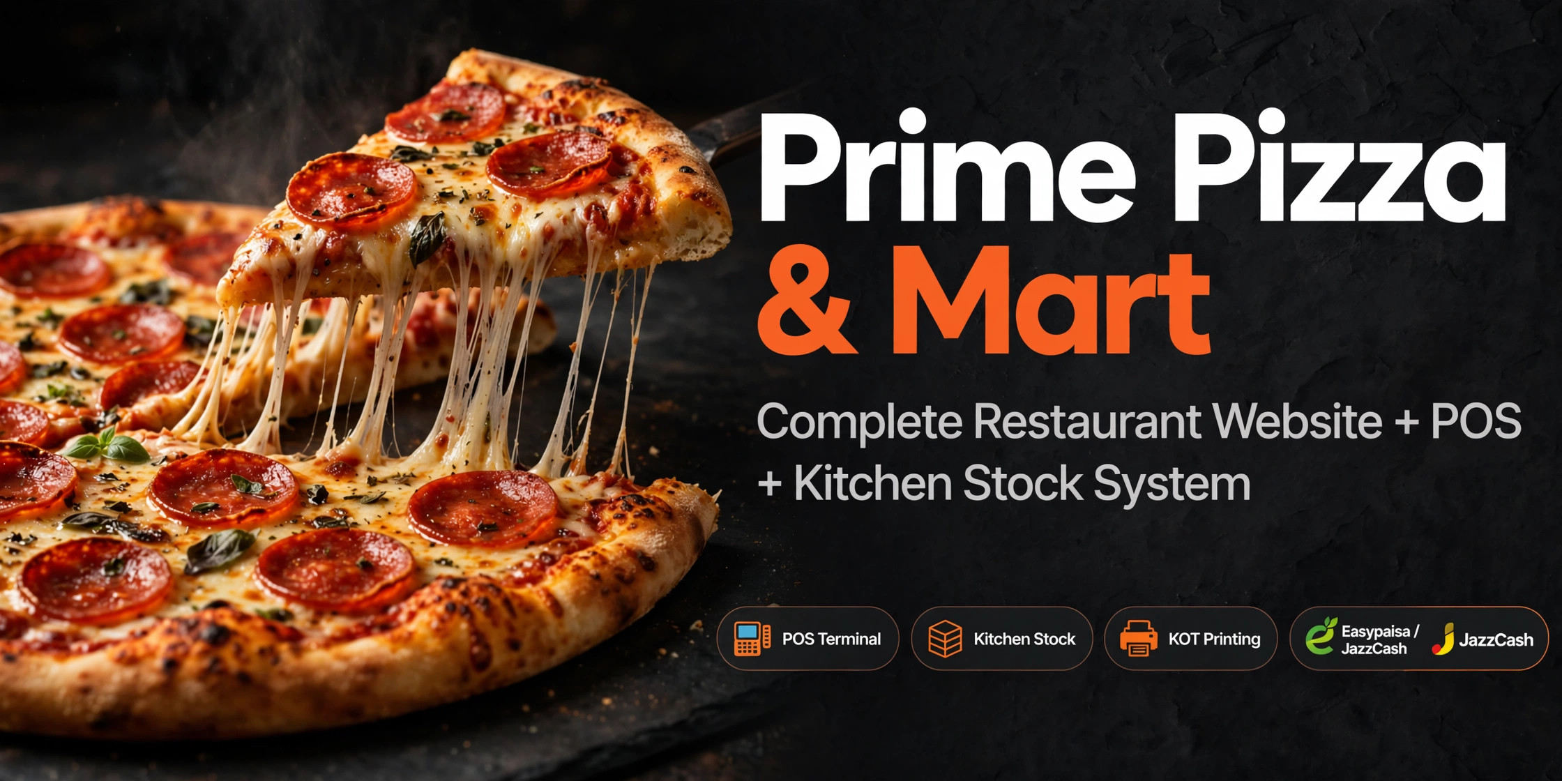 Prime Pizza & Mart — Complete Restaurant Website + POS + Kitchen Stock System